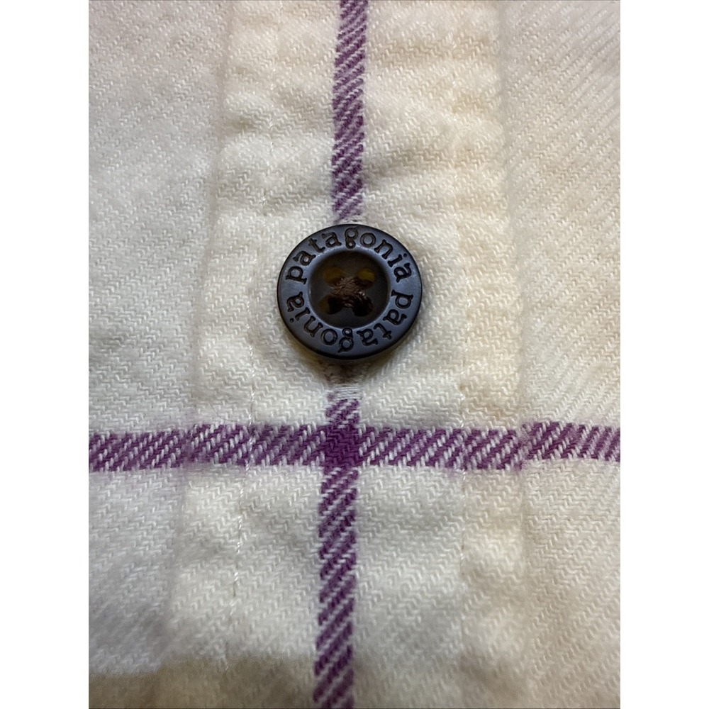 Patagonia Fjord Flannel Shirt Womens Small White Purple Organic Cotton Plaid - Picture 4 of 7